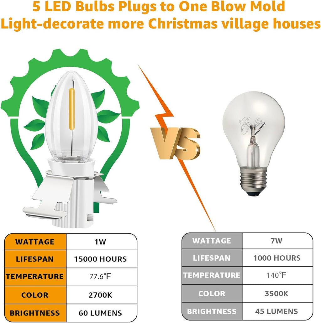 Christmas Village Lights – LED Bulb Cord with Clips – view 3