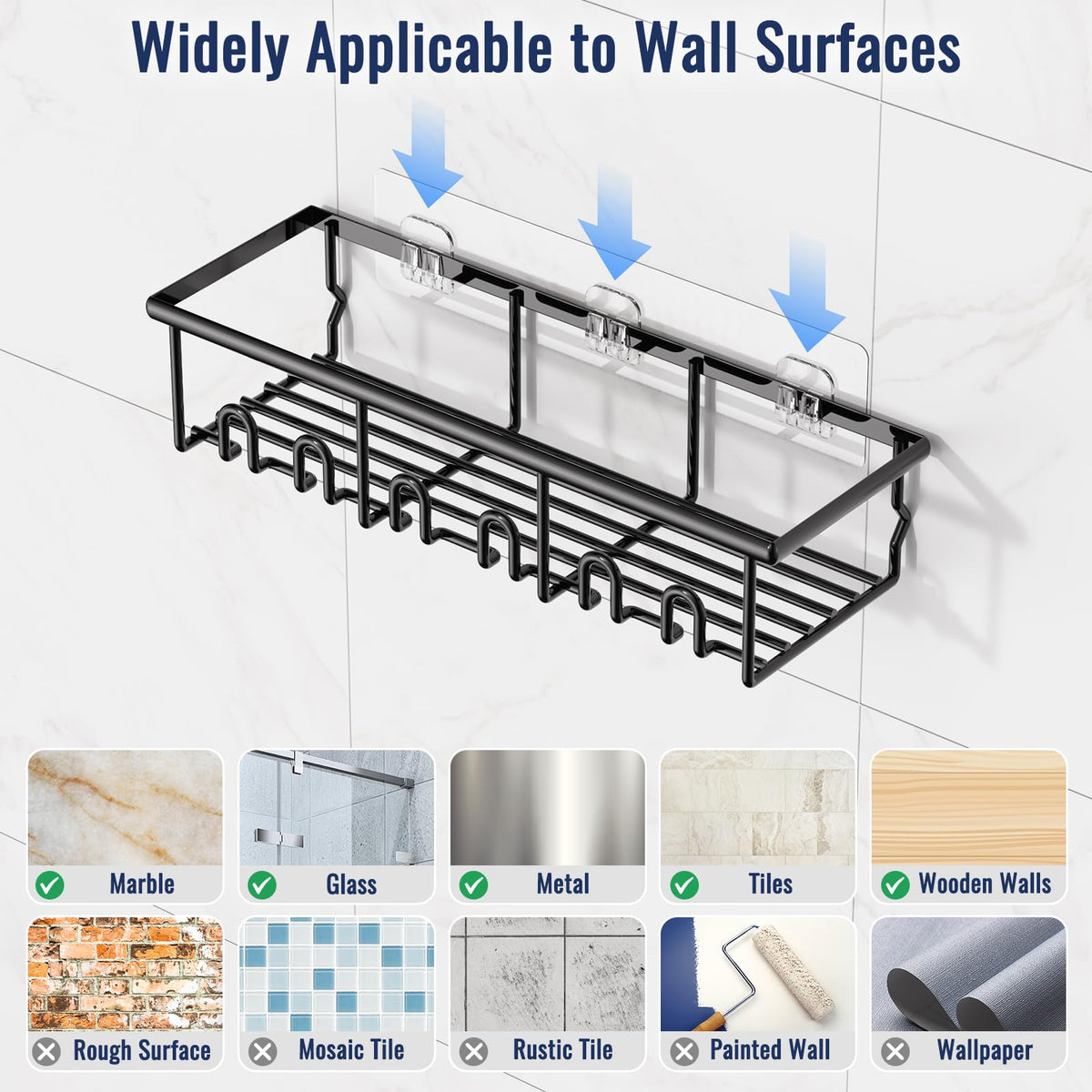 Adhesive Bathroom Organiser Set – 8 Piece, No Drilling