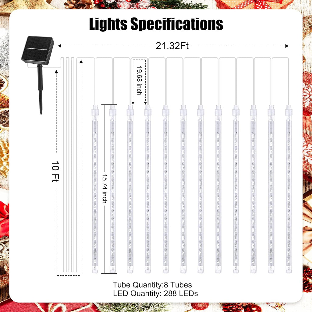 Solar Meteor Shower Christmas Lights – 8 Tube – view 6