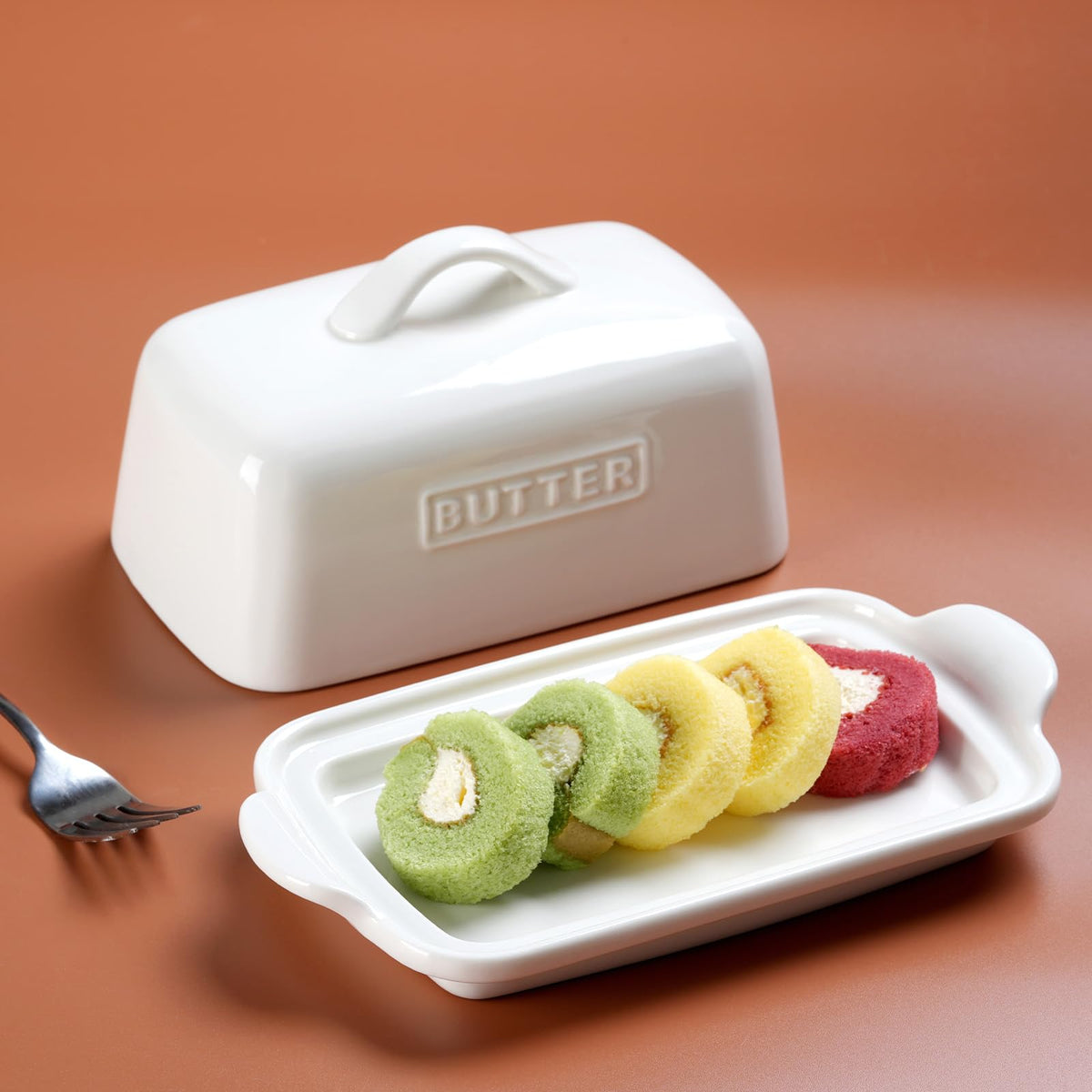 Large Porcelain Butter Dish with Lid