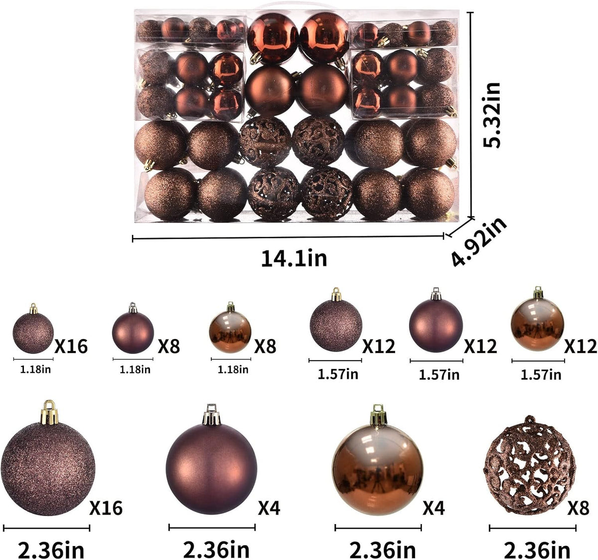 Shatterproof Christmas Bauble Set – 100 Piece – view 5