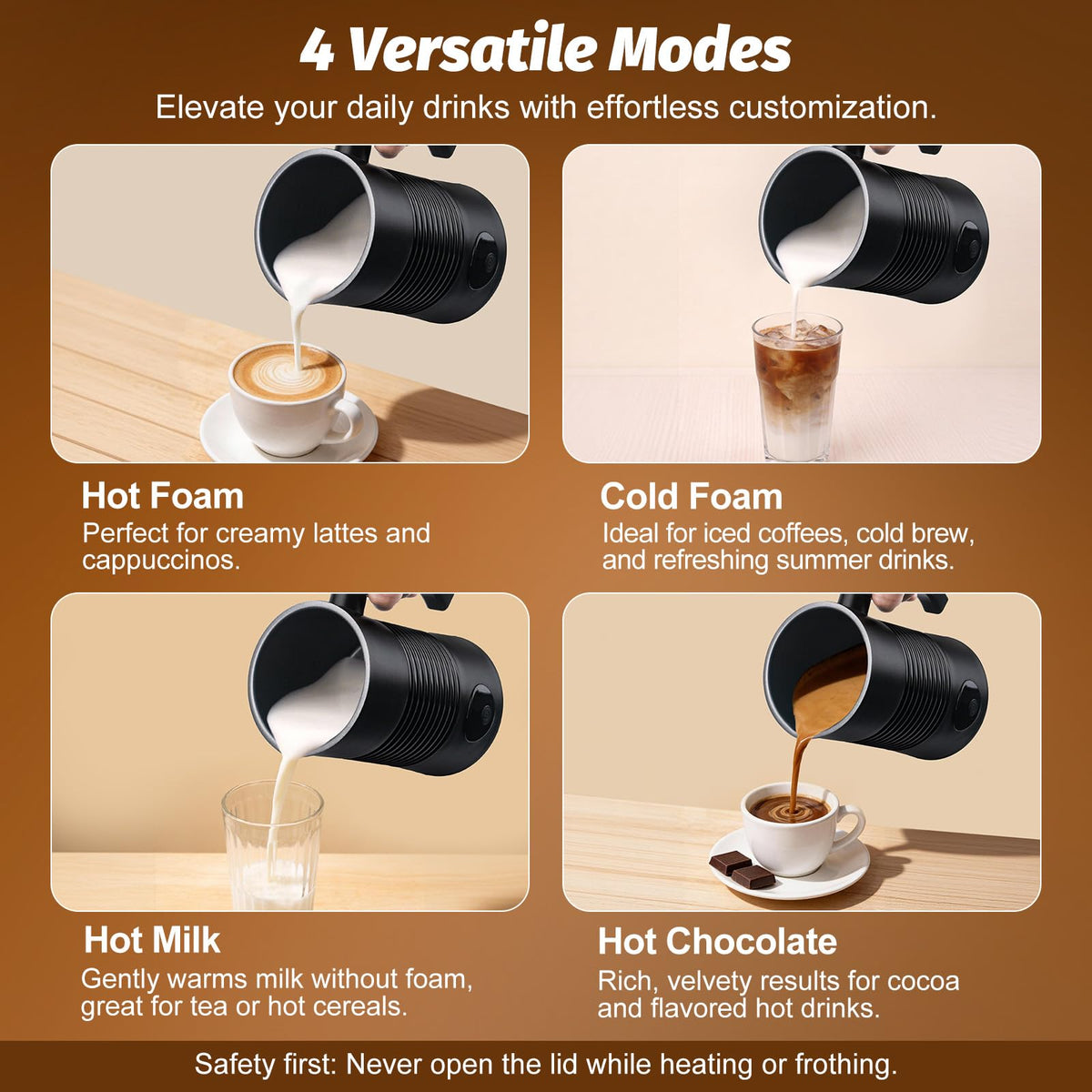4-in-1 Electric Milk Frother & Warmer – 350 ml