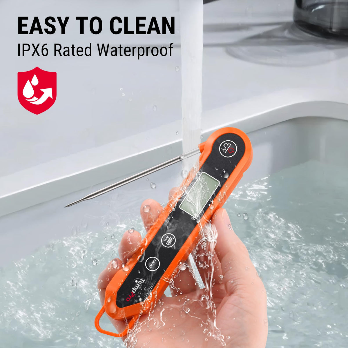 TempPro Instant Read Meat Thermometer – Waterproof, Foldable Probe