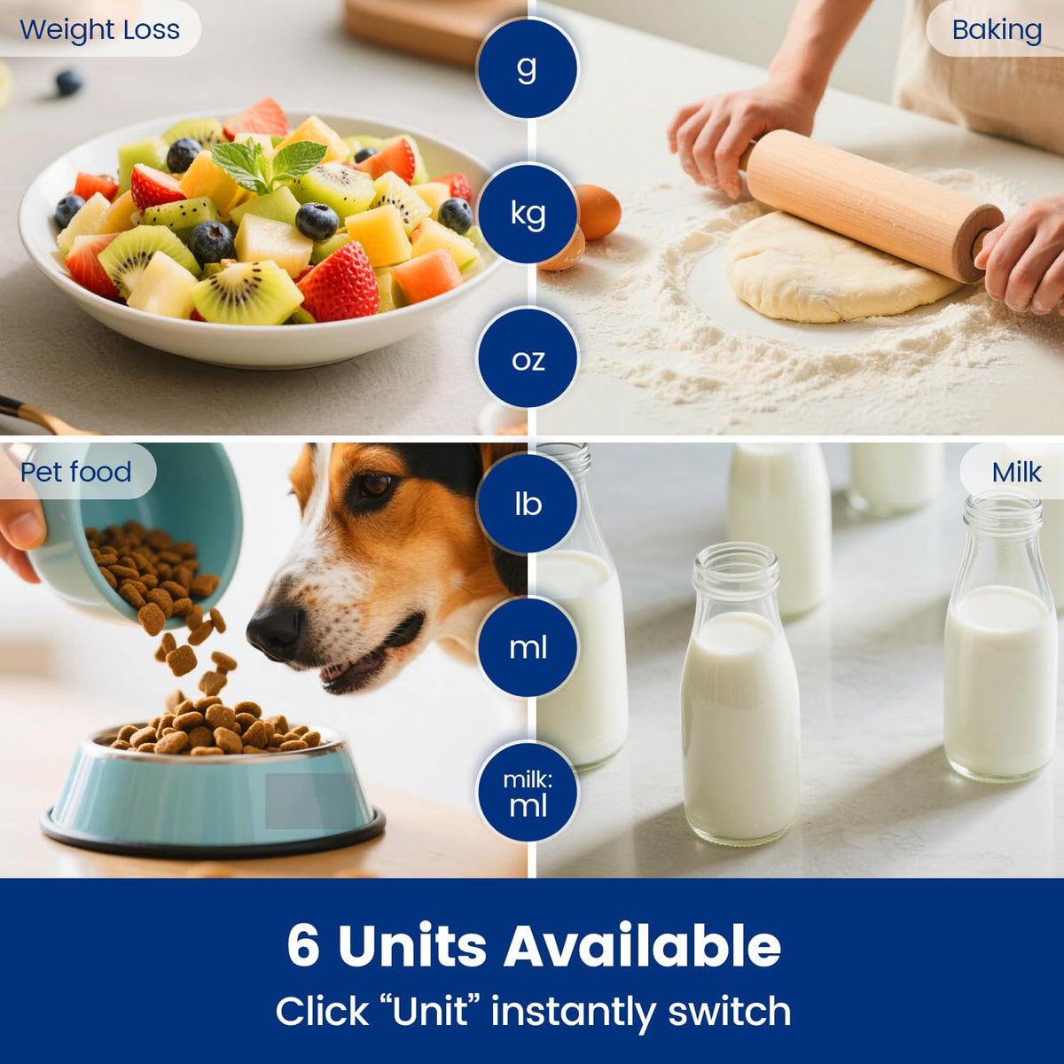 Rechargeable Digital Kitchen Scale – 15 kg / 1 g