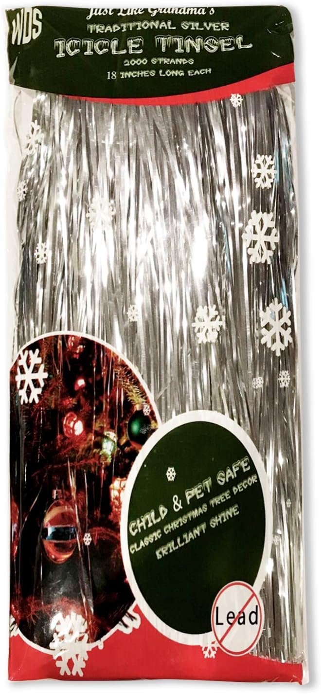 Silver Icicle Tinsel – 2000 Strands
