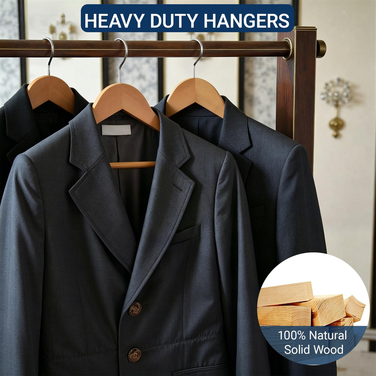Natural Wooden Coat Hangers – 20 Pack