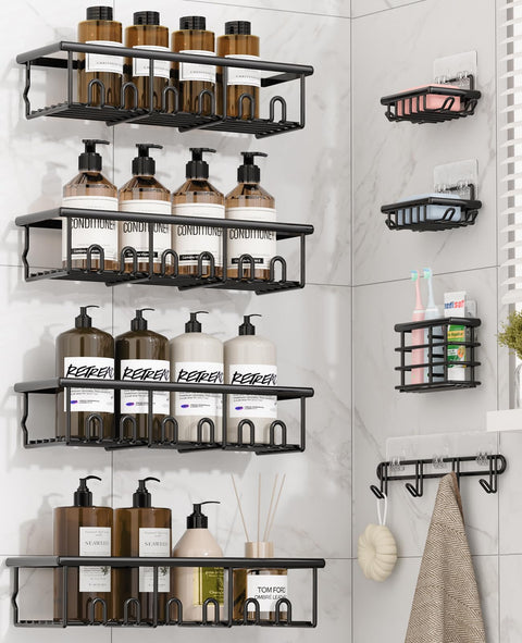 Adhesive Bathroom Organiser Set – 8 Piece, No Drilling