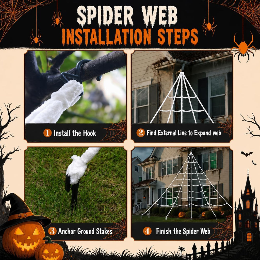 Giant Spider Web with 1.5 m Spider – Halloween Decoration – view 7