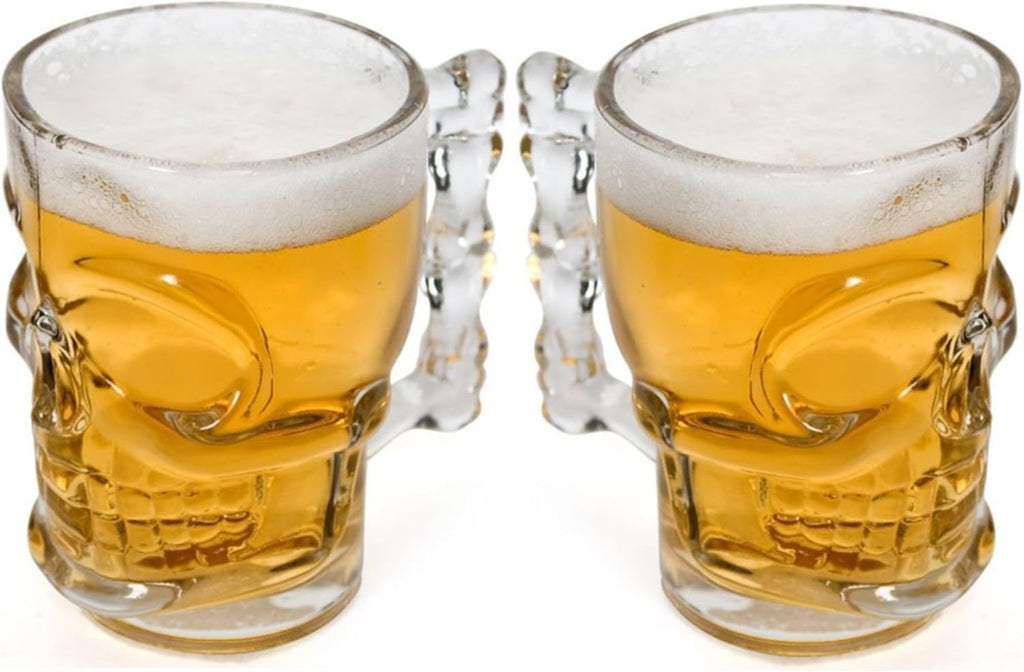 Skull Face Glass Beer Mugs – Set of 2 – view 4