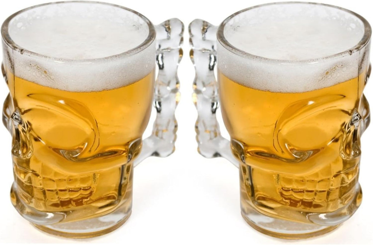 Skull Face Glass Beer Mugs – Set of 2 – view 4