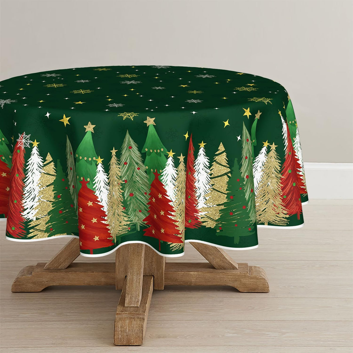 Christmas Tree Print Tablecloth – Washable – view 11