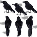 Handmade Feathered Black Crows – 6 Pieces