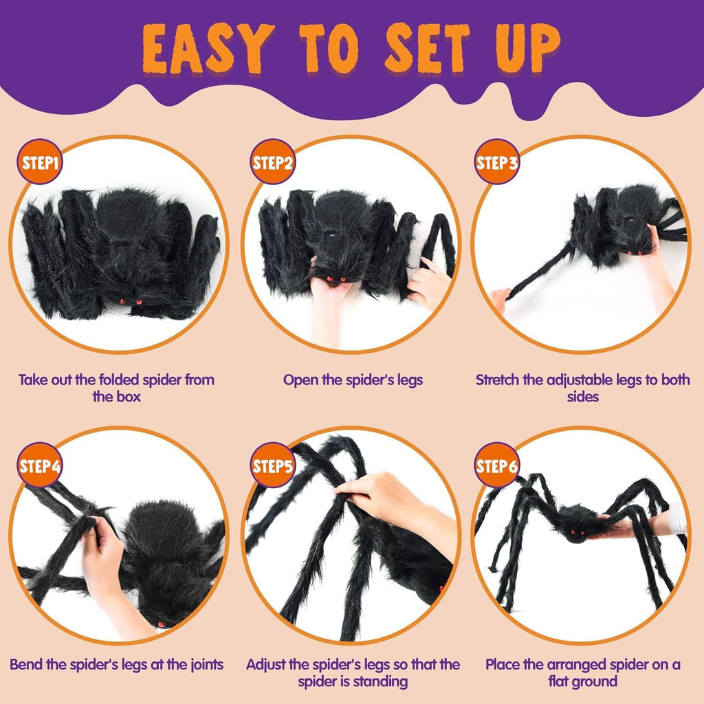Giant Hairy Spider – 150 cm Halloween Outdoor Decoration – view 5
