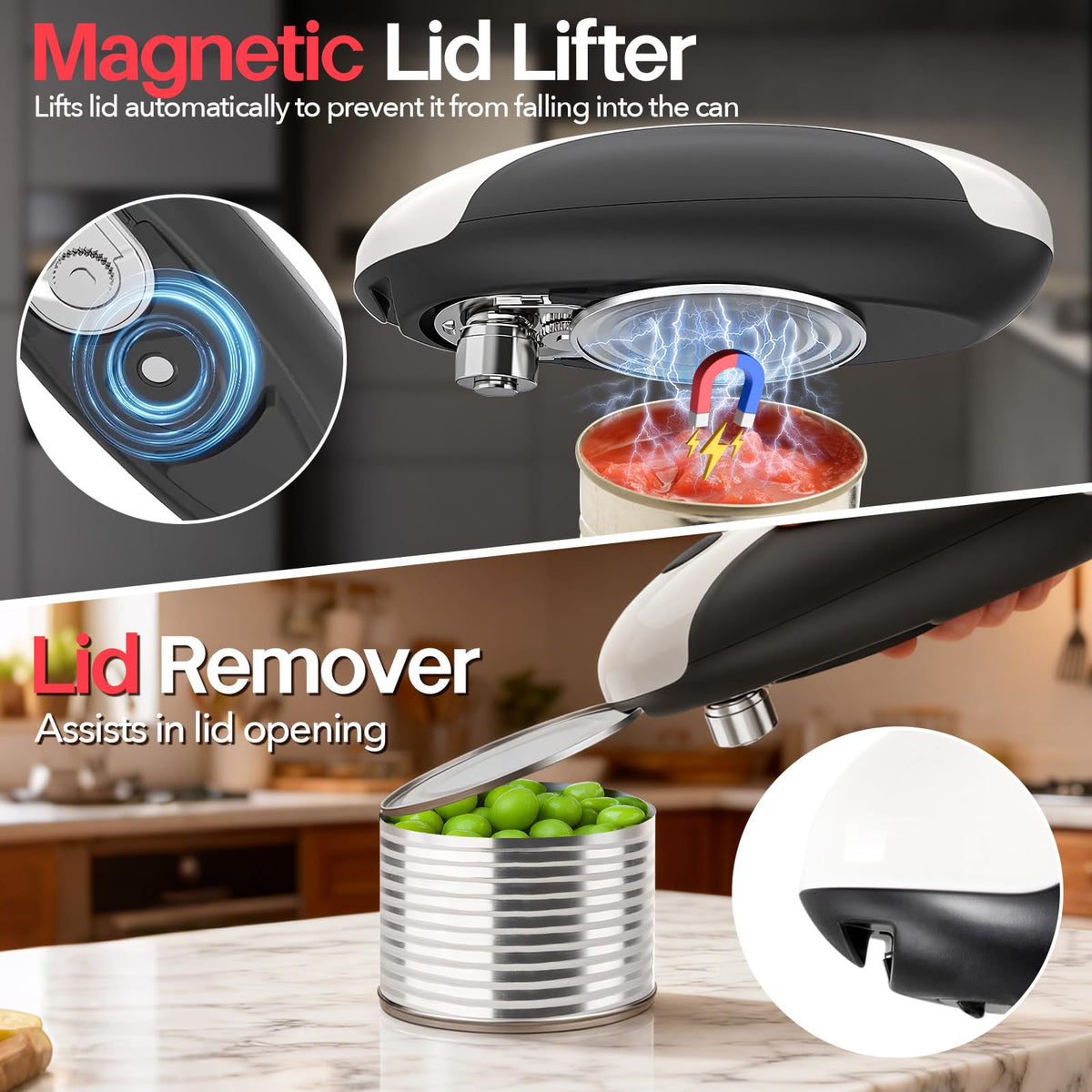Rechargeable Electric Can Opener – Smooth Edge, One Touch