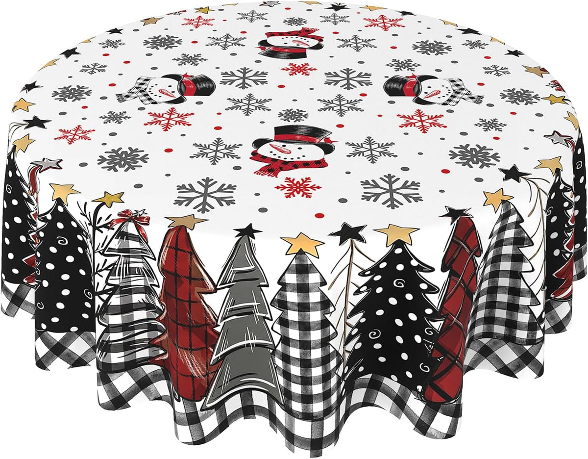Christmas Tablecloth – Plaid, Tree & Gingerbread Prints