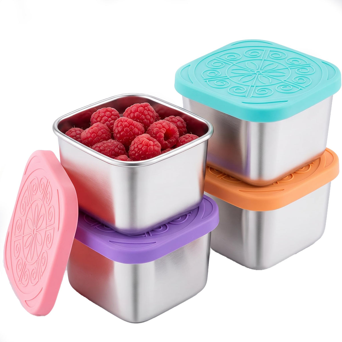 Stainless Steel Snack Containers with Silicone Lids