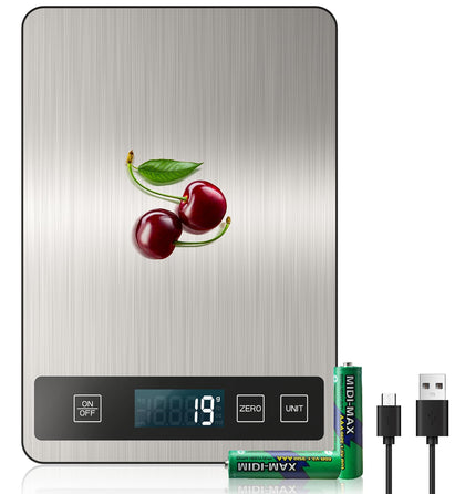 Rechargeable Digital Kitchen Scale – 15 kg / 1 g