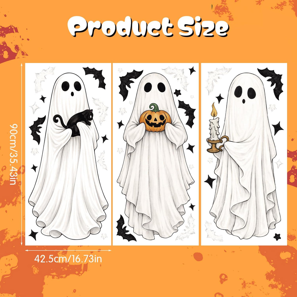 Large Halloween Window Clings – Ghosts, Bats & Black Cats – view 2