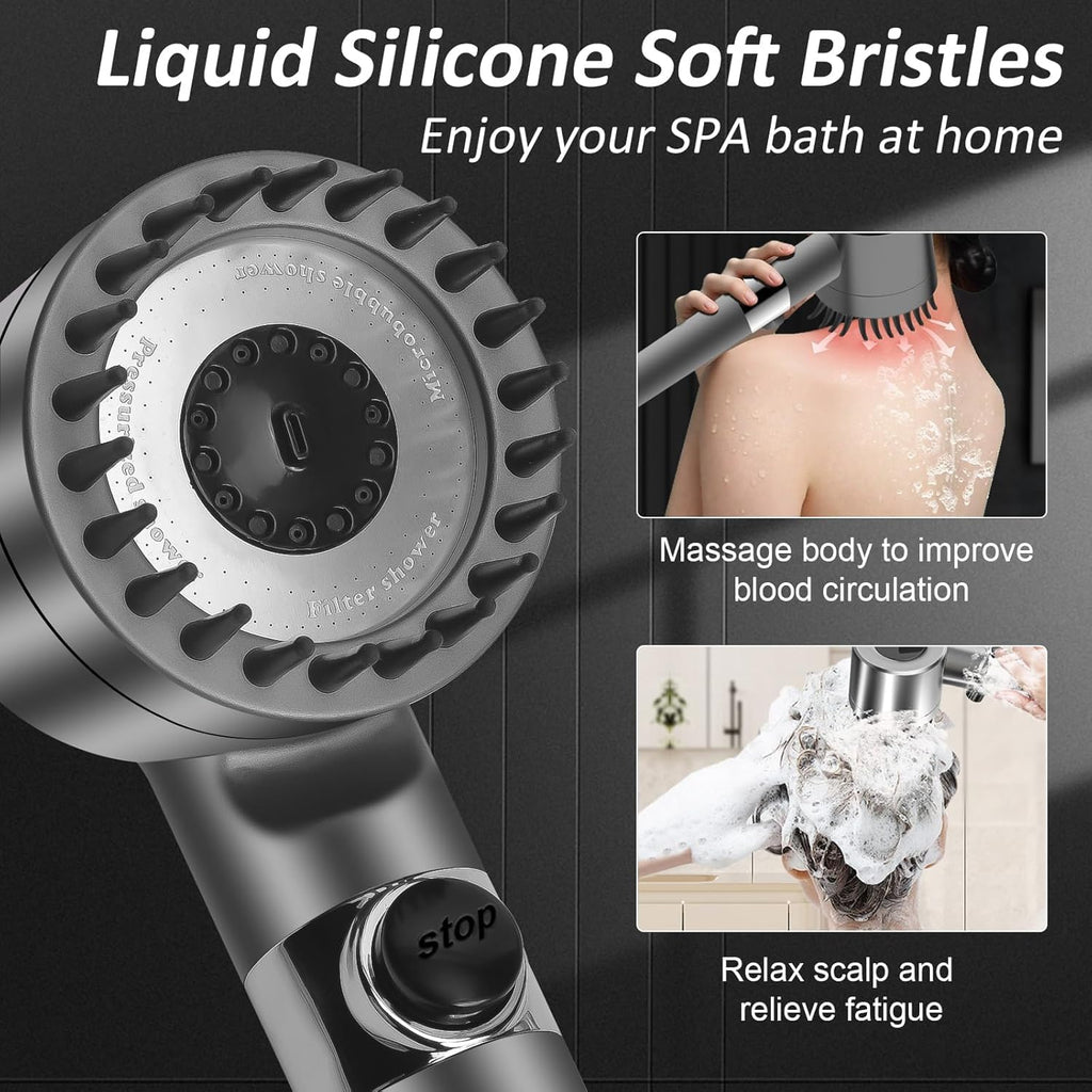 Filtered Handheld Shower Head with Scalp Massager