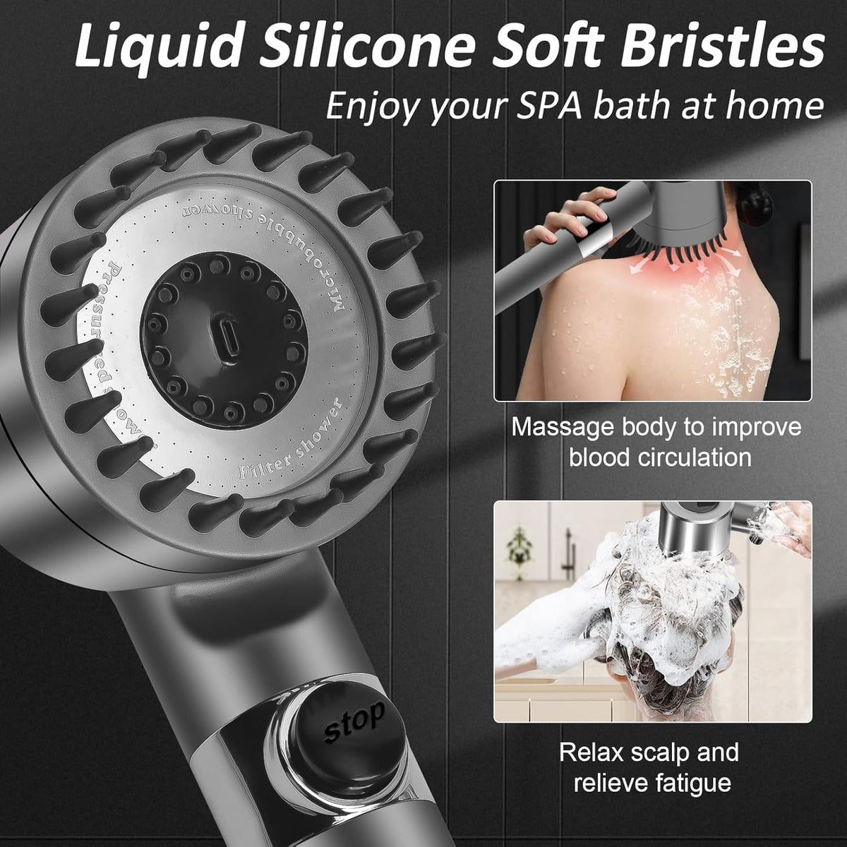Filtered Handheld Shower Head with Scalp Massager