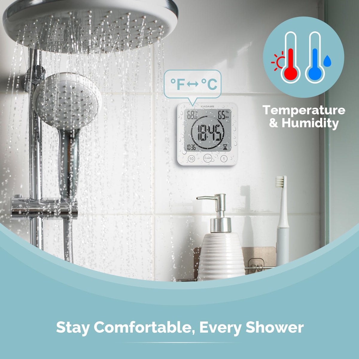 Waterproof Digital Shower & Kitchen Timer Clock