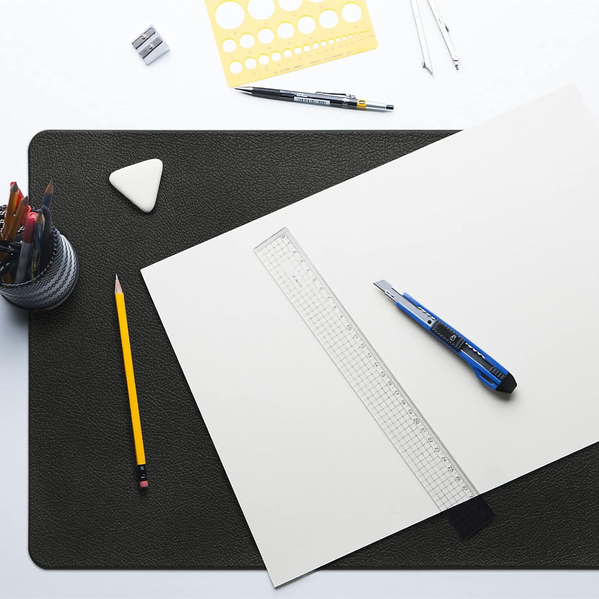 Black Faux Leather Placemats – Wipe-Clean Table Mats – view 5