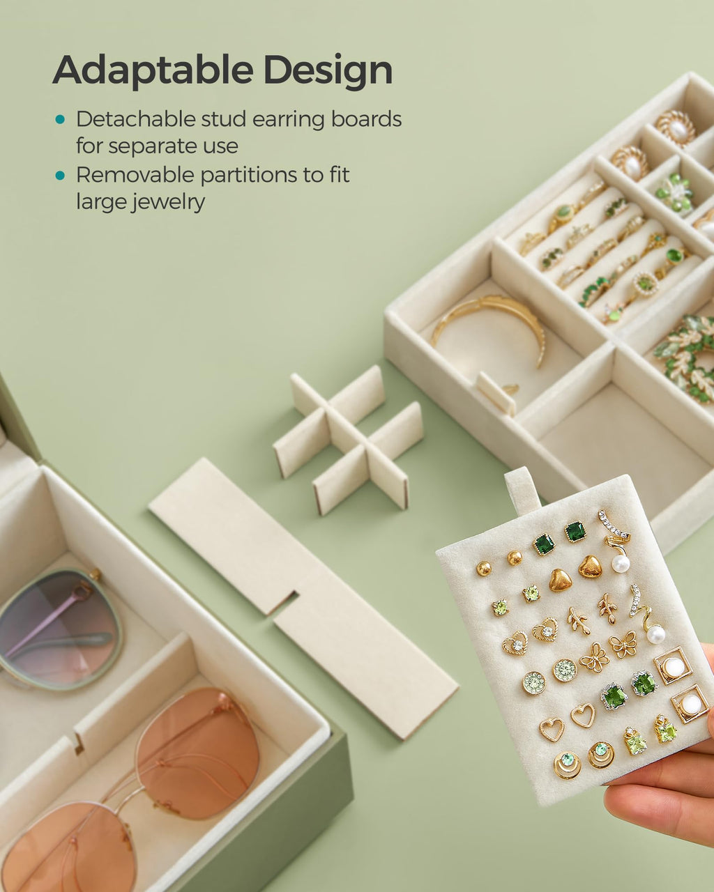 SONGMICS 2-Layer Jewellery Box with Removable Tray