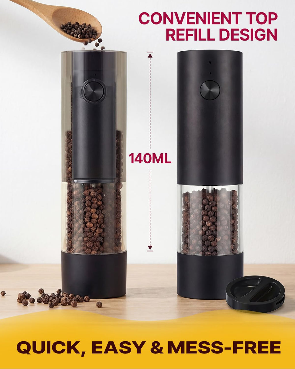 Rechargeable Electric Salt & Pepper Grinder Set