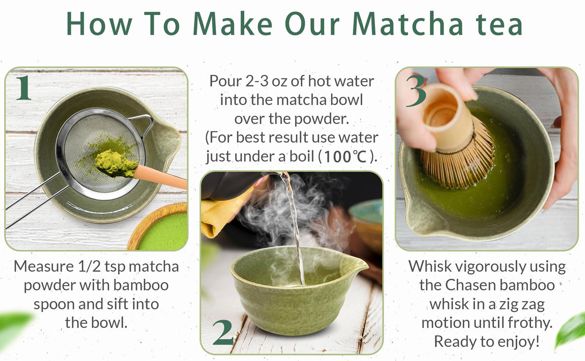6-Piece Matcha Tea Set with Bamboo Whisk & Bowl