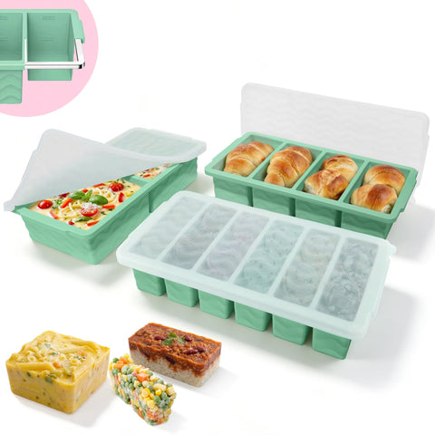 Silicone Freezer Trays with Lids – Soup & Meal Prep Portions
