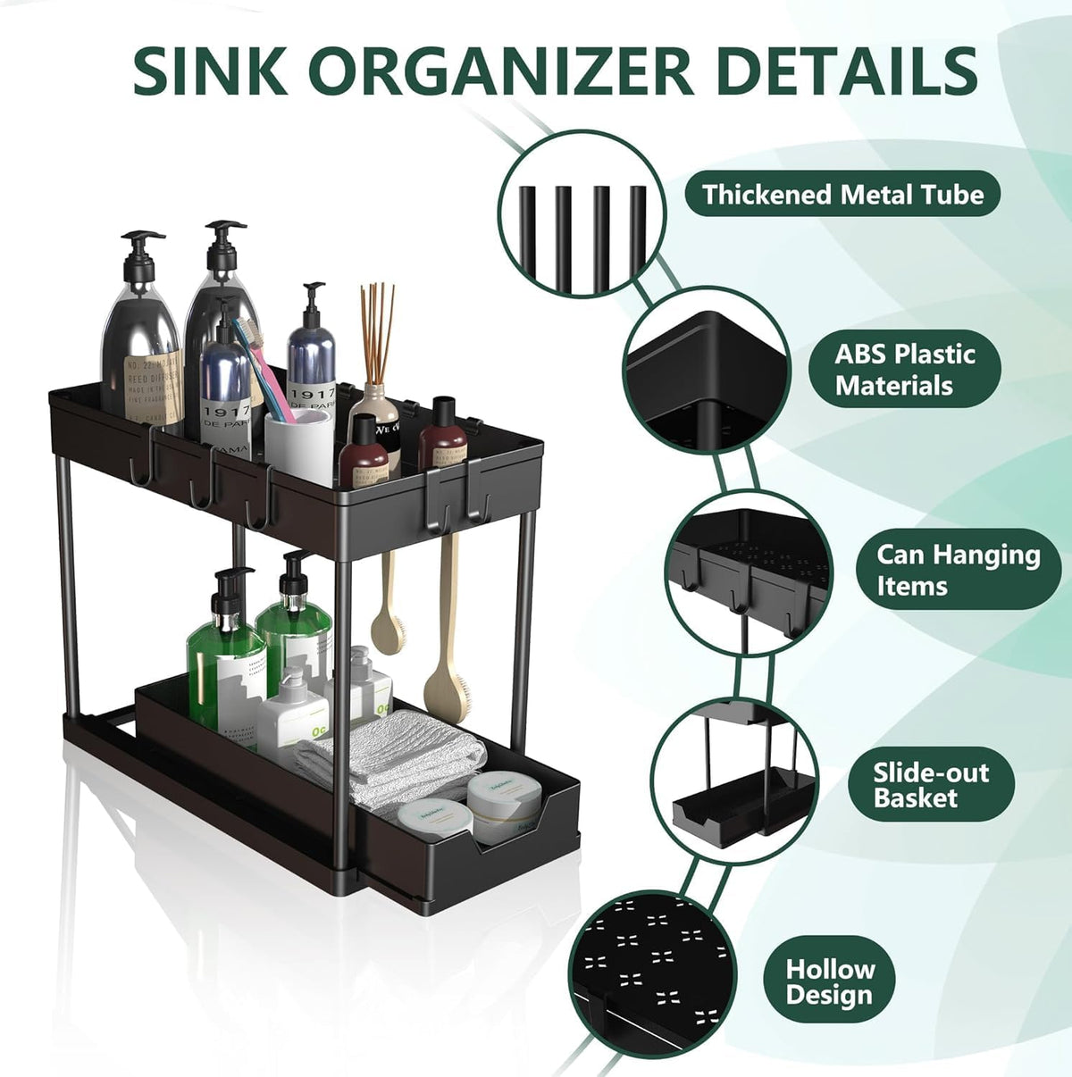 Under Sink Sliding Drawer Organiser – 2 Pack