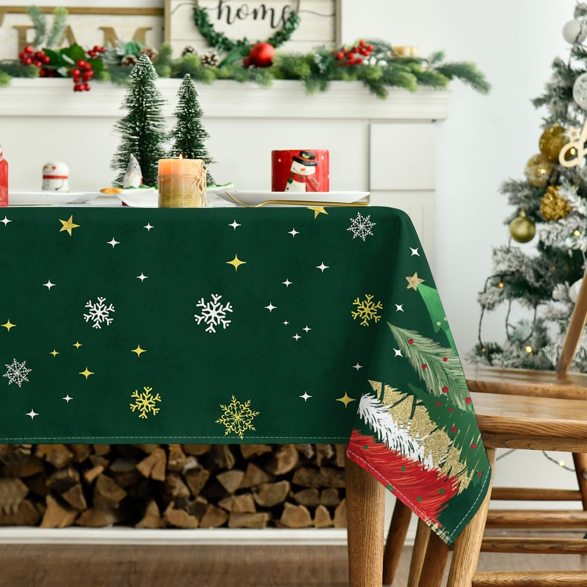 Christmas Tree Print Tablecloth – Washable – view 4