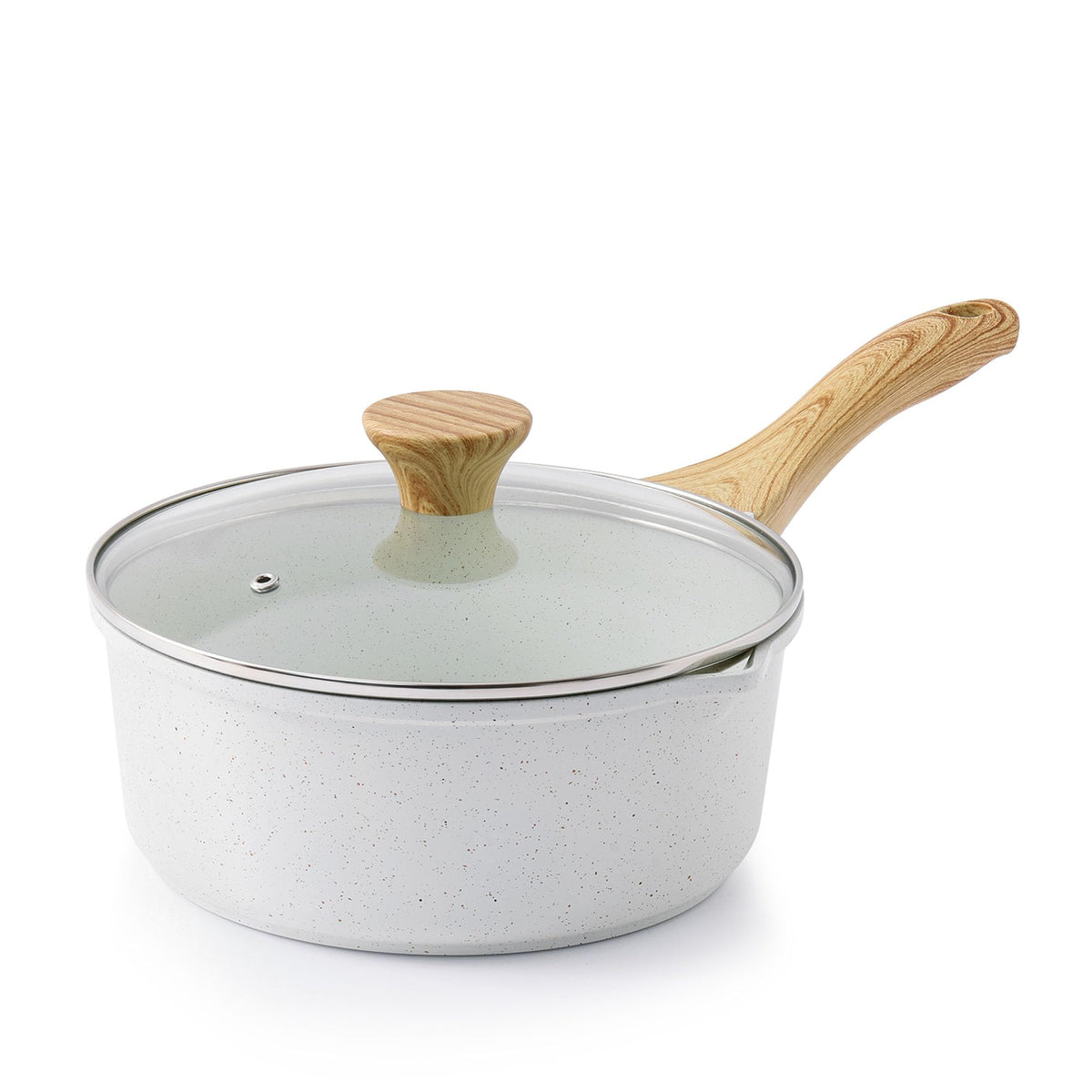 SENSARTE Non-Stick Granite Saucepan with Glass Lid