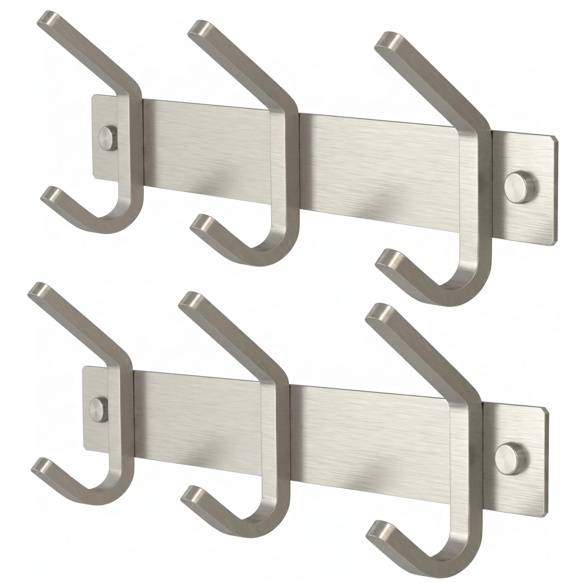 Brushed Stainless Steel Wall Coat Rack – Double Hooks