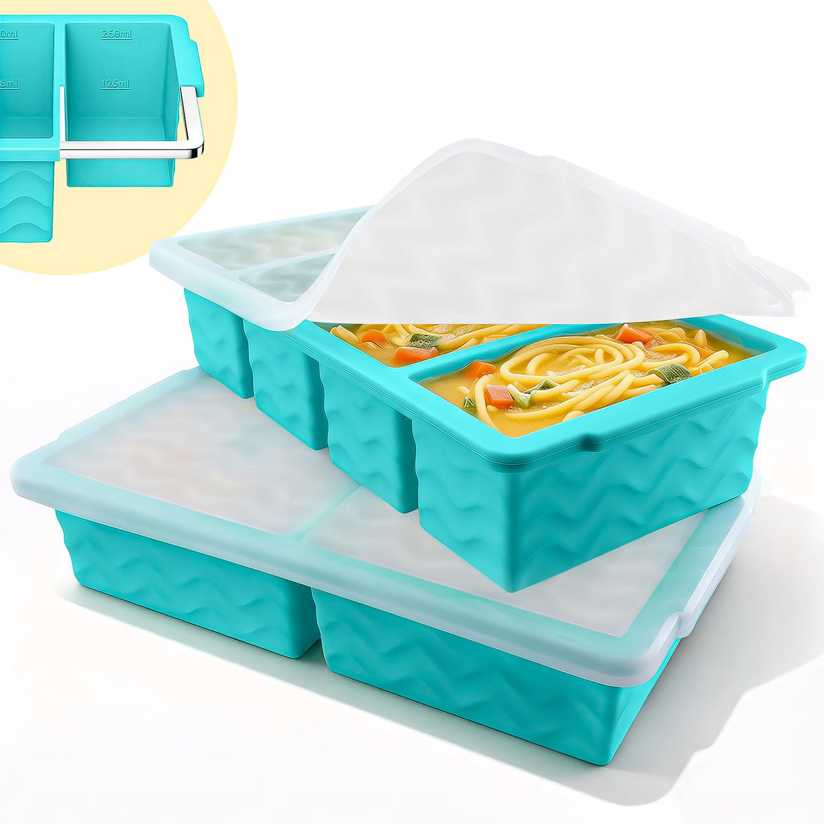 Silicone Freezer Trays with Lids – Soup & Meal Prep Portions