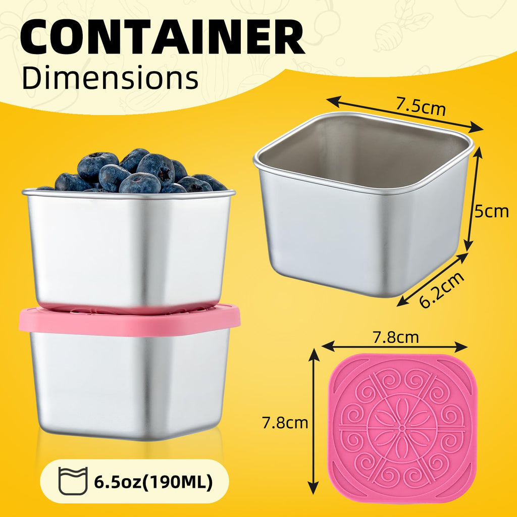 Stainless Steel Snack Containers with Silicone Lids