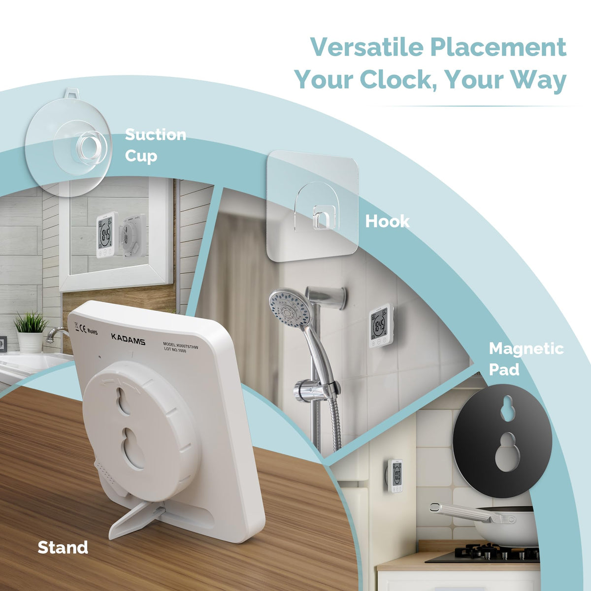 Waterproof Digital Shower & Kitchen Timer Clock