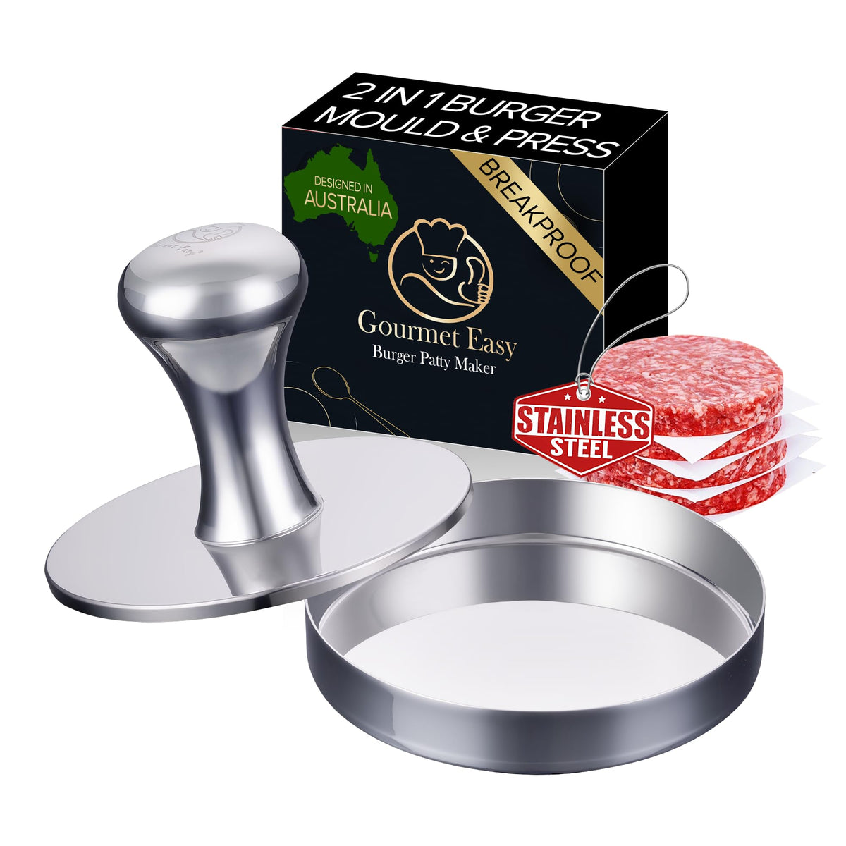 Smash Burger Press – Stainless Steel, Heat-Resistant Handle