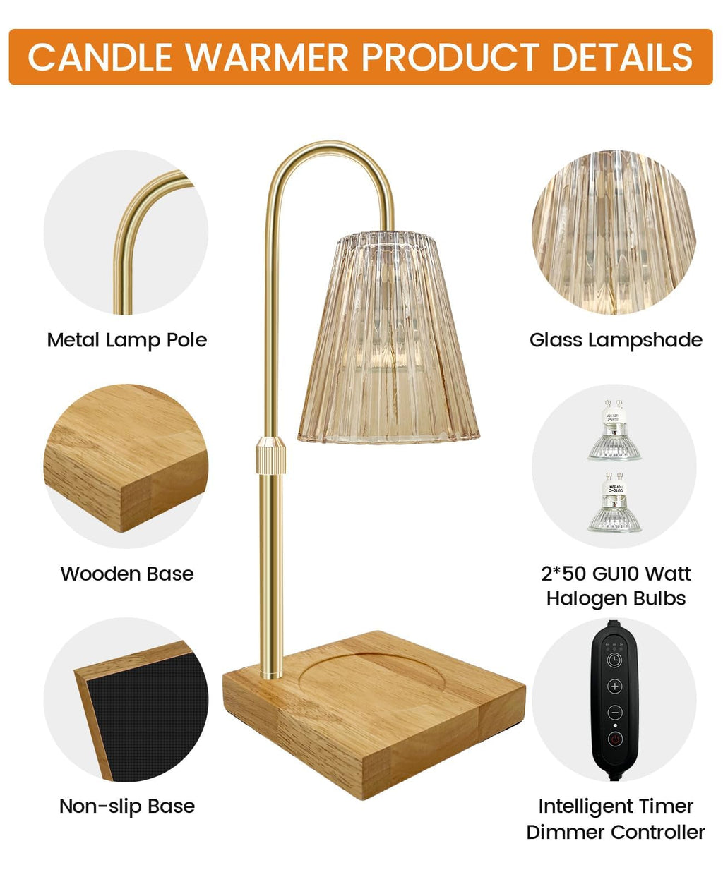 Candle Warmer Lamp with Timer & Dimmer