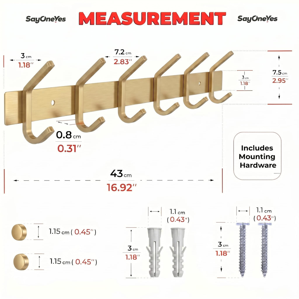 Brushed Stainless Steel Wall Coat Rack – Double Hooks