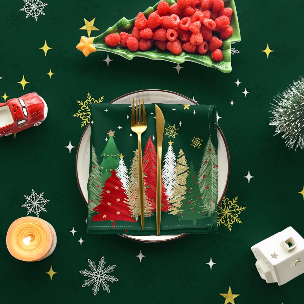 Christmas Tree Print Tablecloth – Washable – view 6