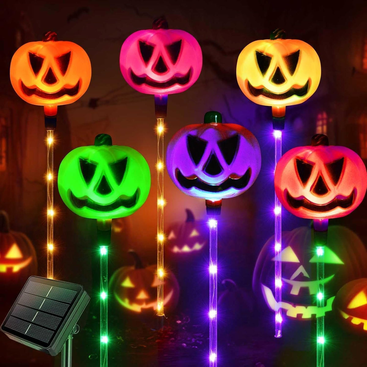 Solar Pumpkin Pathway Lights – 6 Pack