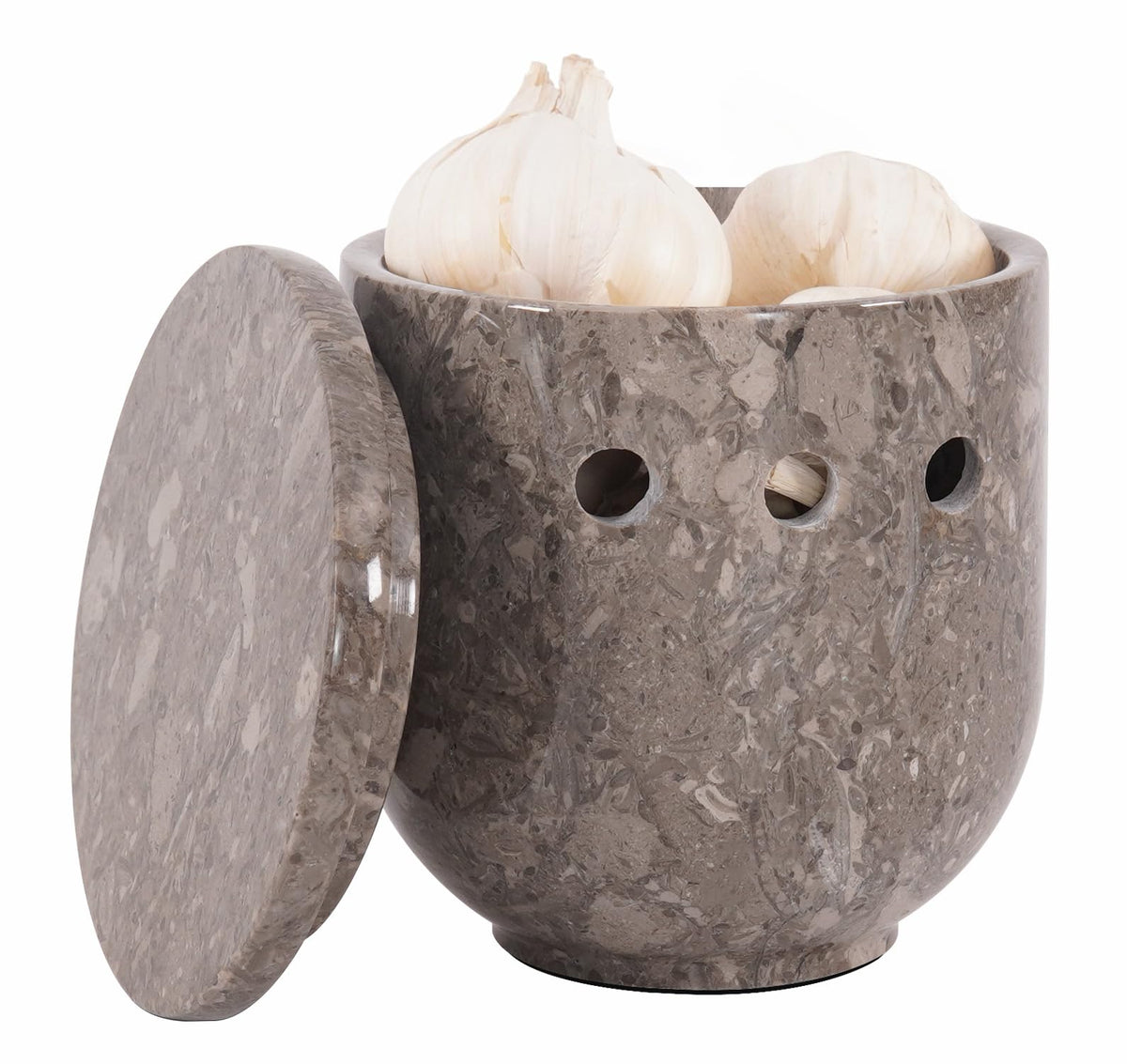 Natural Marble Garlic Keeper with Lid