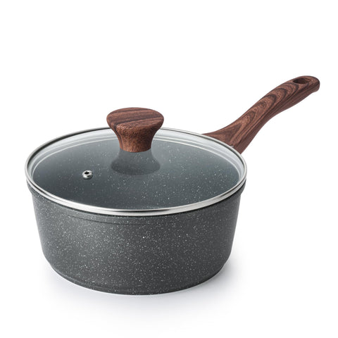 SENSARTE Non-Stick Granite Saucepan with Glass Lid