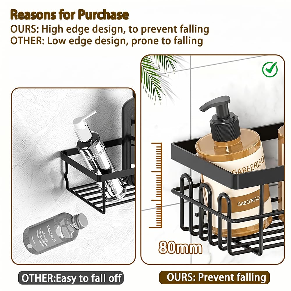 3-Tier Over-the-Door Shower Caddy – Rustproof, No Drilling