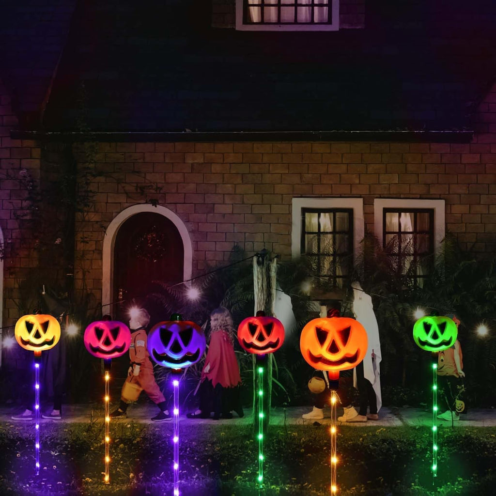 Solar Pumpkin Pathway Lights – 6 Pack – view 7