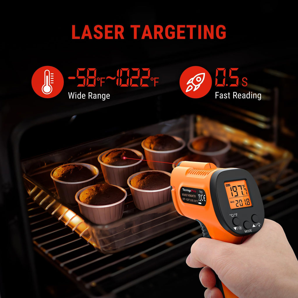TempPro Infrared Thermometer Gun for Cooking & Home
