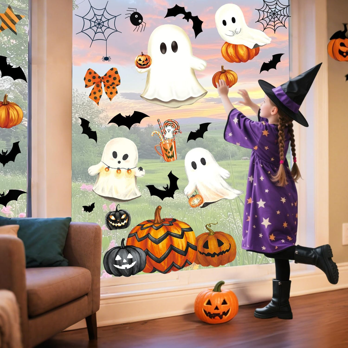 Halloween Window Clings – 134 Piece Sticker Set – view 4