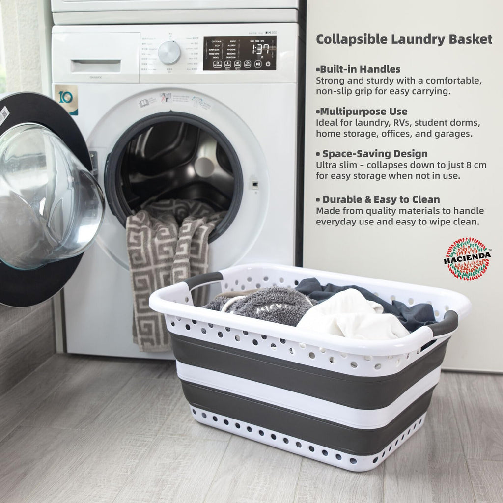 45L Collapsible Laundry Basket with Handles