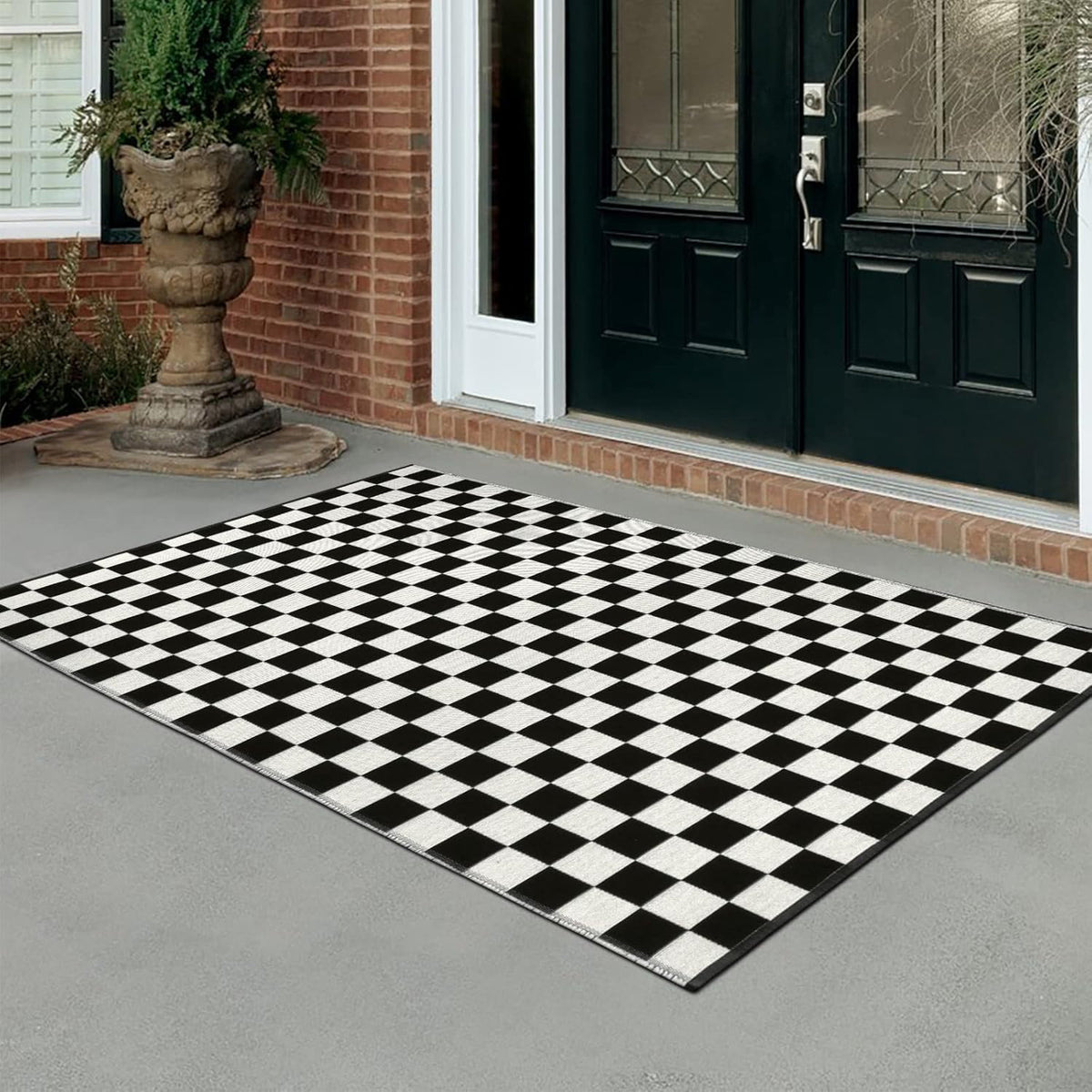 Black & White Striped Door Mat – Layering Rug – view 13